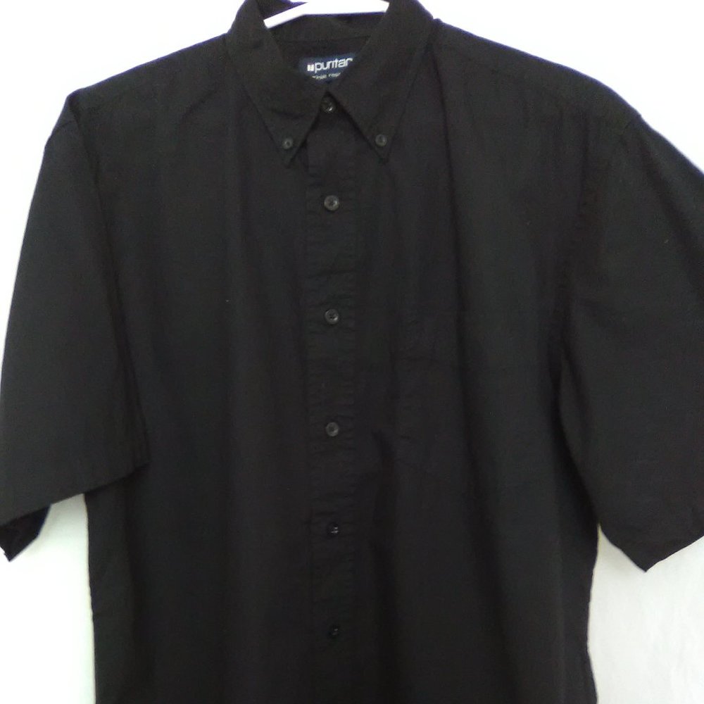 Puritan Men's Short Sleeve Button Up Shirt Color Black Size 38/40 Medium